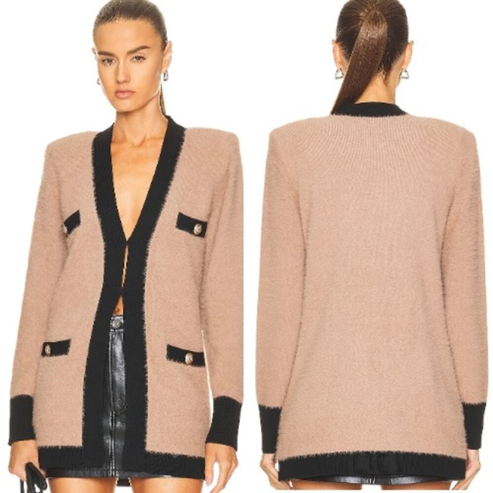 L'AGENCE Tan and Black Cardigan
